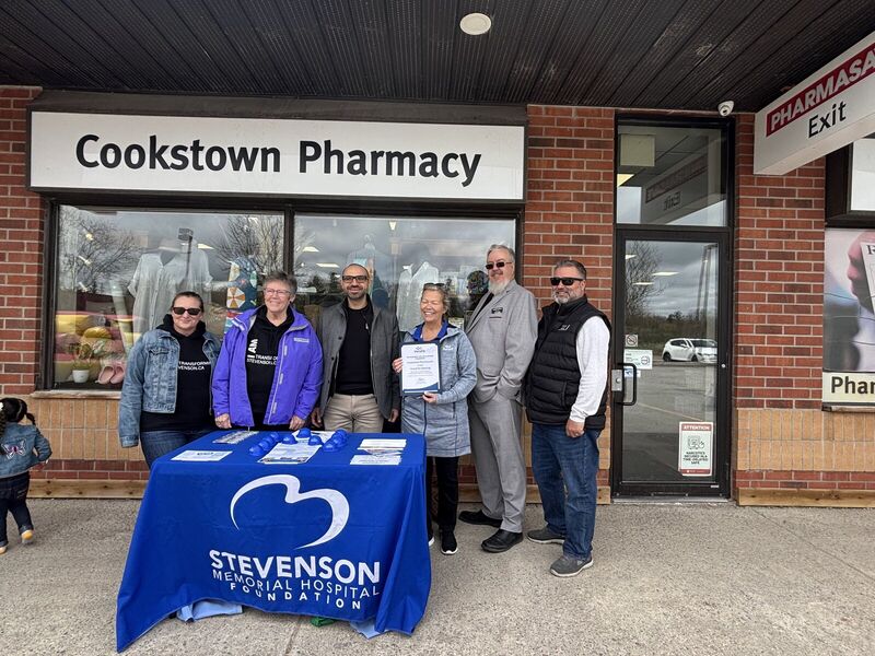 Fundraising table outside Cookstown Pharmacy